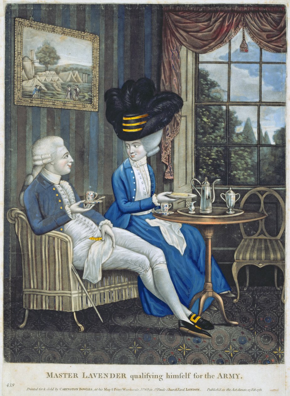 Mästare lavendel som kvalificerar sig för armén, pub. av Carington Bowles (fl.1744-93), 1781 (mezzotintgravyr) av English School