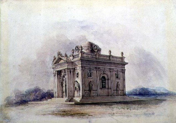 Mausoleum Design, c.1825 (akvarell på papper) av English School