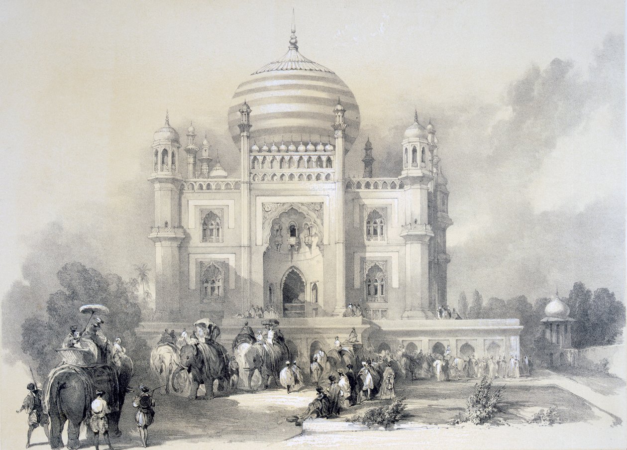 Mausoleum of Jufhir Junge, Delhi, från The Oriental Portfolio: Picturesque Illustrations of the Scenery and Architecture of India av Horace H. Wilson, publicerad 1841 av English School