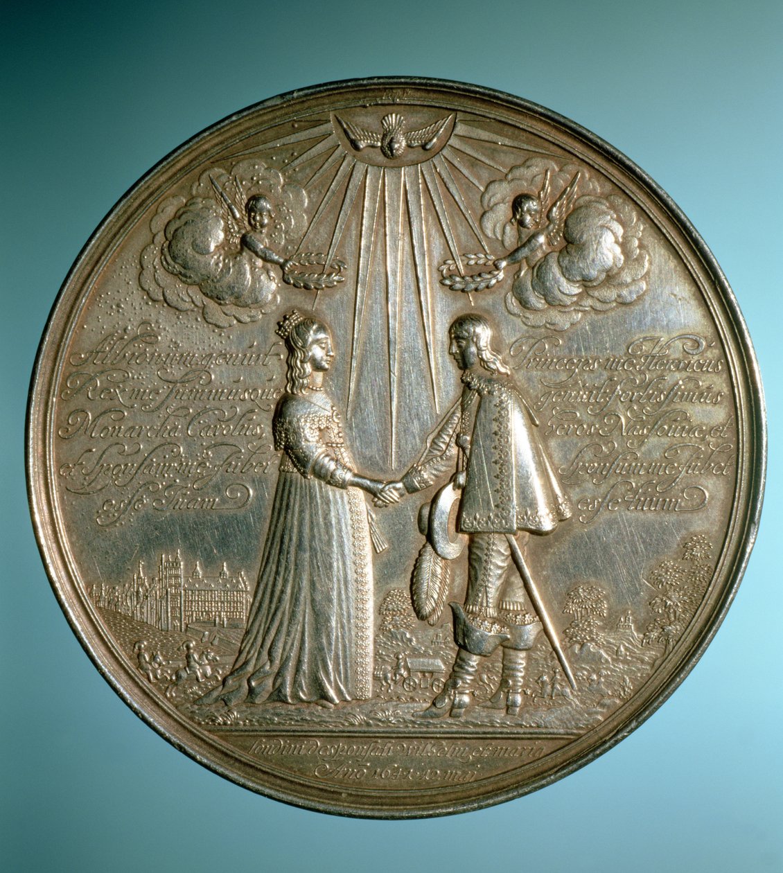 Medalj till minne av prinsessan Marys bröllop (1631-60) med Vilhelm II av Orange (1626-50), 1640 av English School