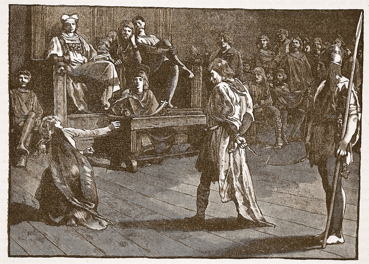 Meeting of the Shire-Moot, c.835, illustration från Cassells Illustrated History of England (sepiafoto) av English School