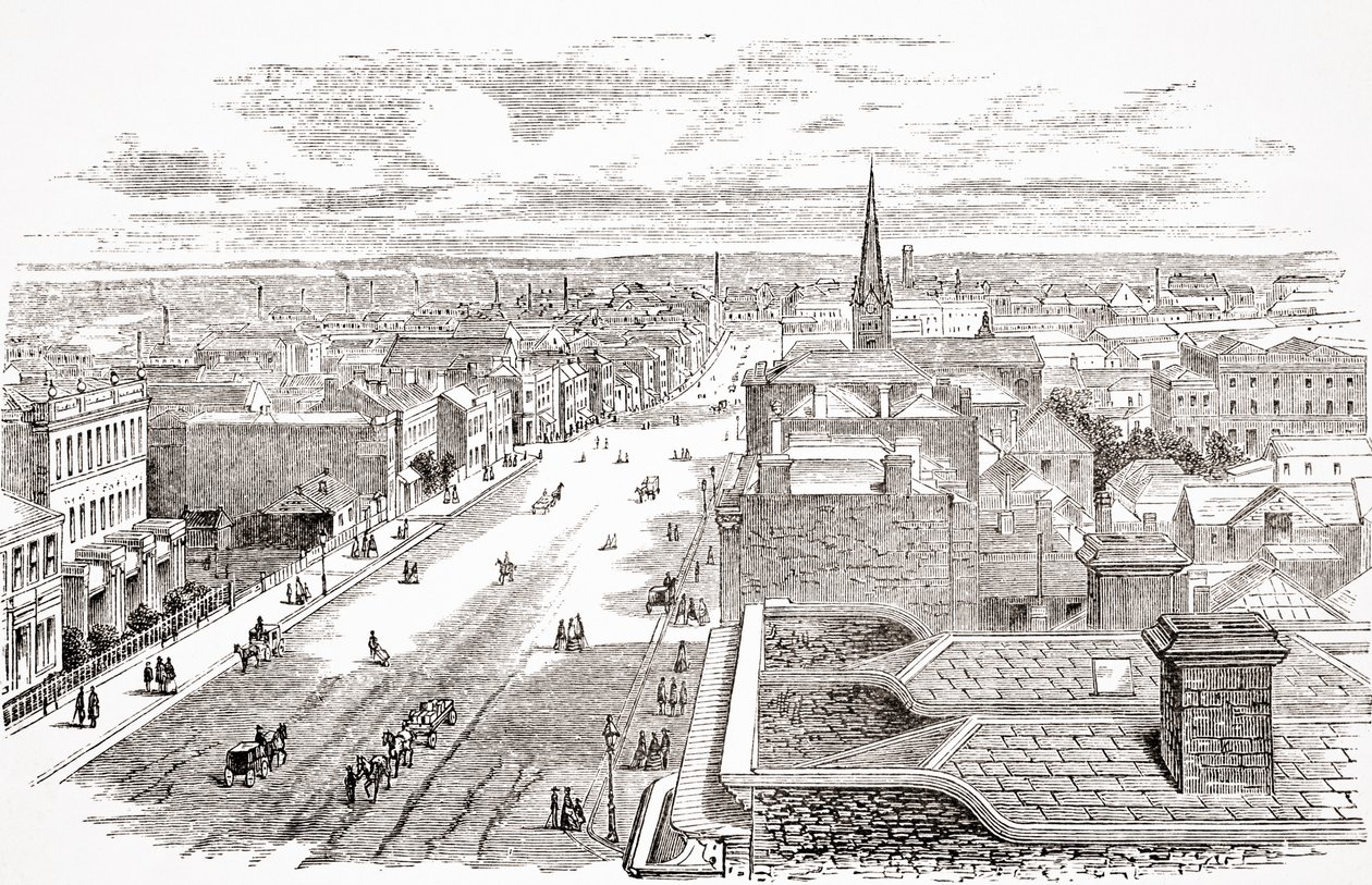 Melbourne, Australien, från The Gallery of Geography av pastor Thomas Milner, publicerad ca 1880 av English School