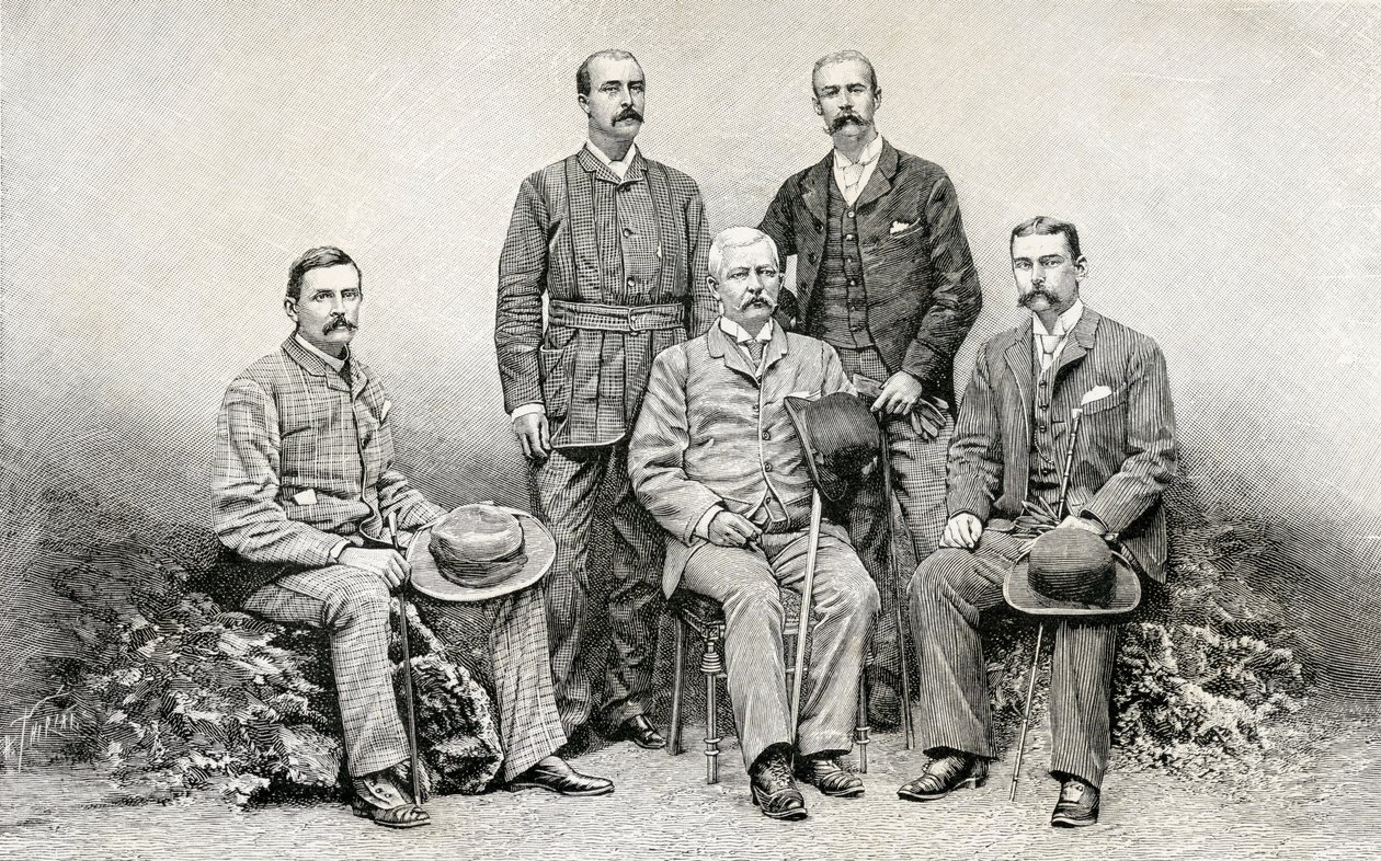 Medlemmer af Sir Henry Morton Stanleys Emin Pasha Relief Expedition, 1890 (trægravering) Sverige av English School