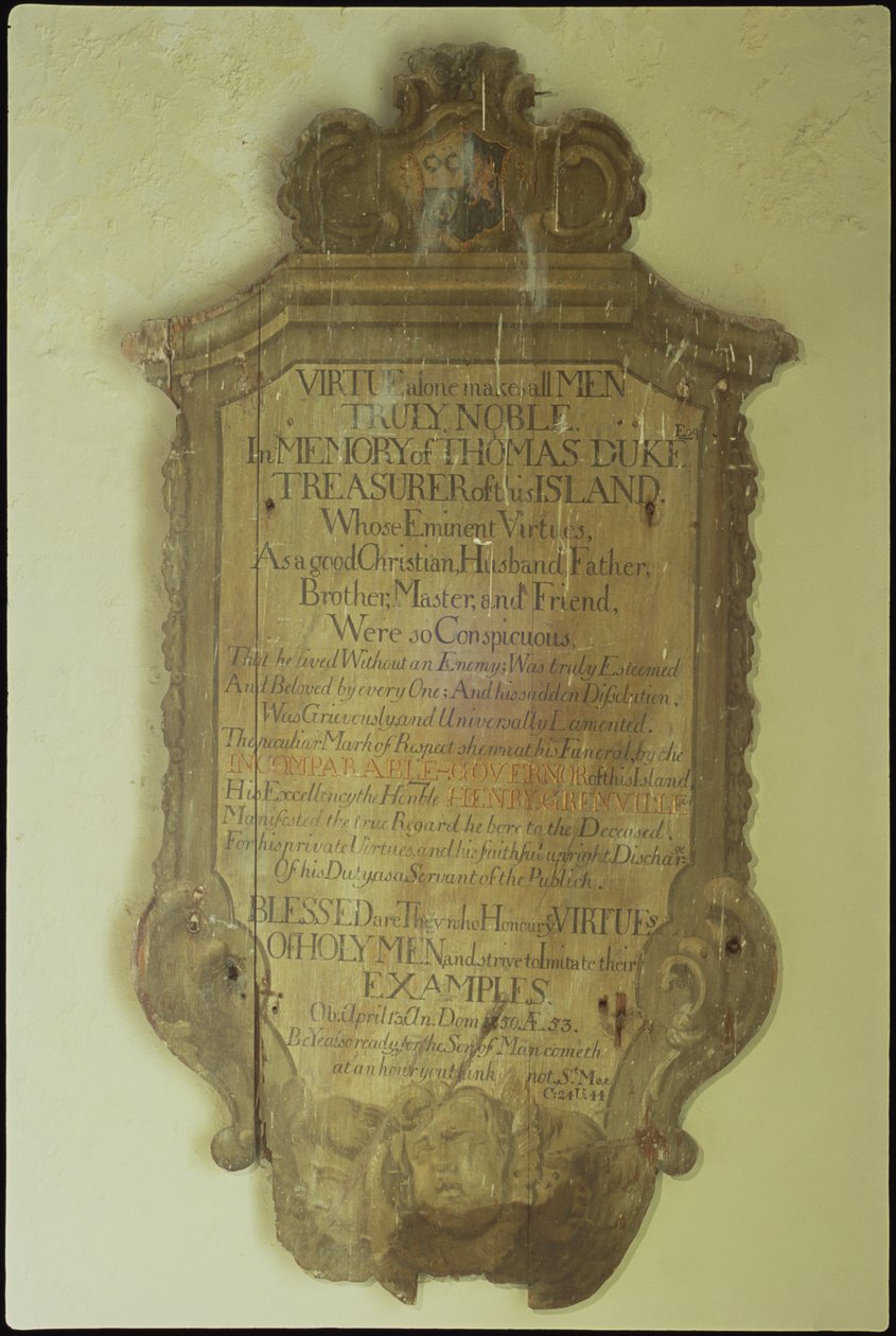 Minnesmärke över Thomas Duke, 1750 (målat trä) av English School