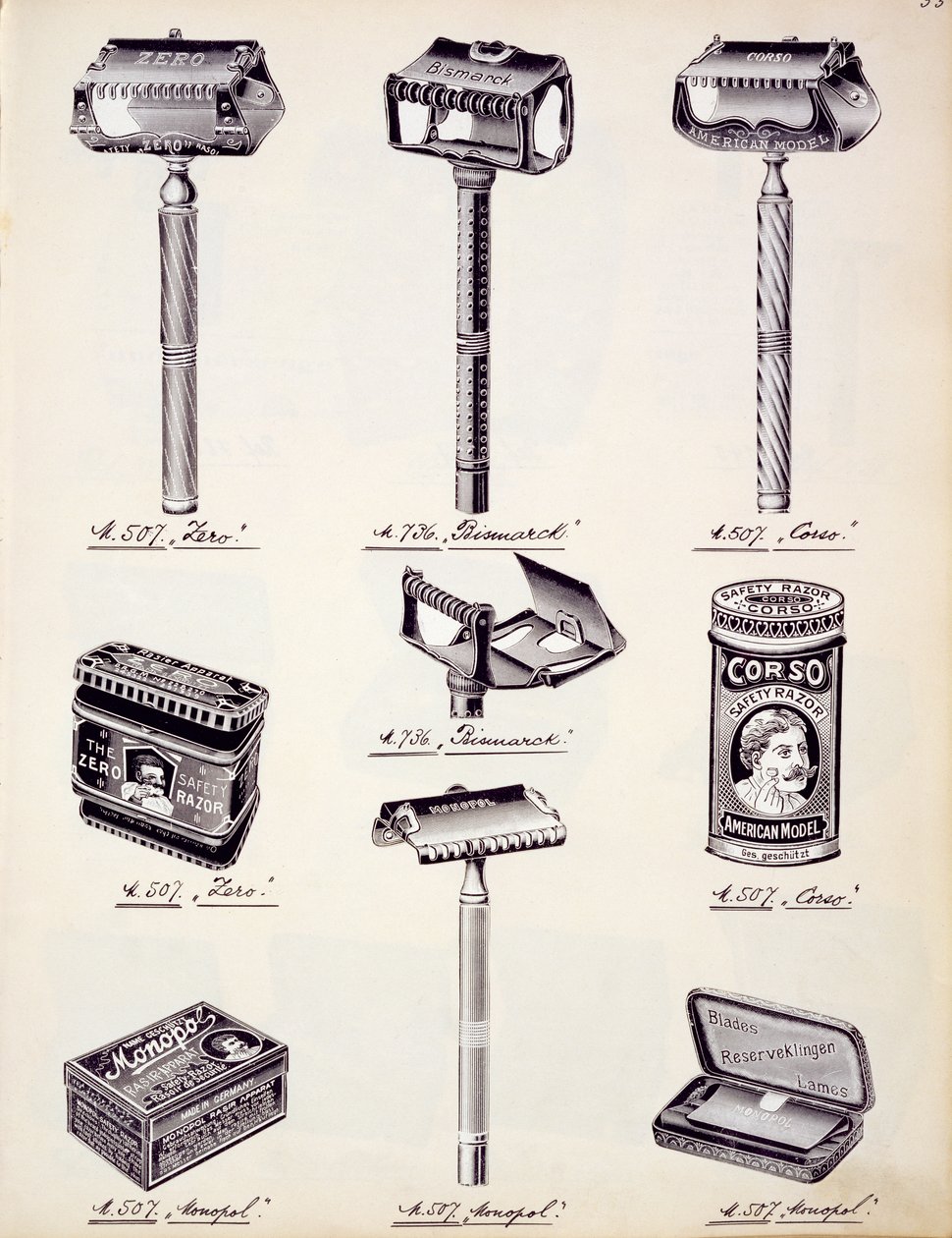 Rakutrustning för män, från en handelskatalog över inhemska varor och beslag, ca 1890-1910 av English School