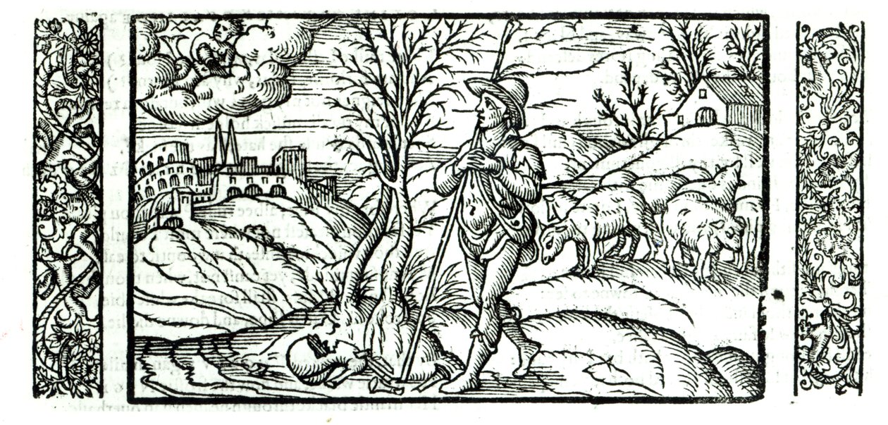 Januari månad från en Shepherds kalender, 1579 av English School