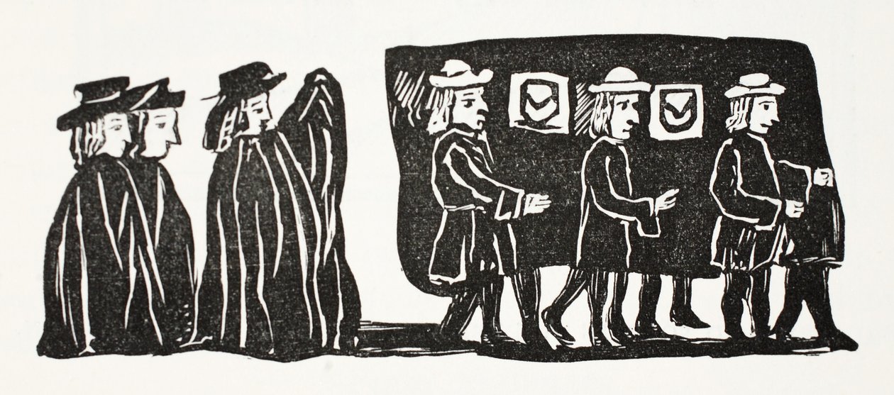 Mother Bunches Funeral, illustration från Chapter-books of the artonde århundrade av John Ashton, pub. 1882 av English School