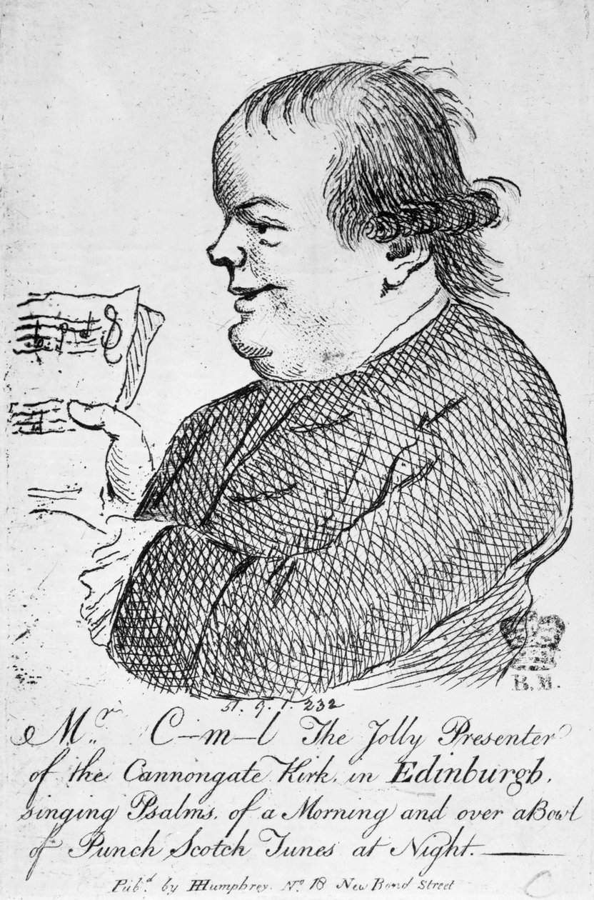 Mr C-m-l den glade presentatören av Canongate Kirk i Edinburgh, ca 1781 (gravyr) av English School