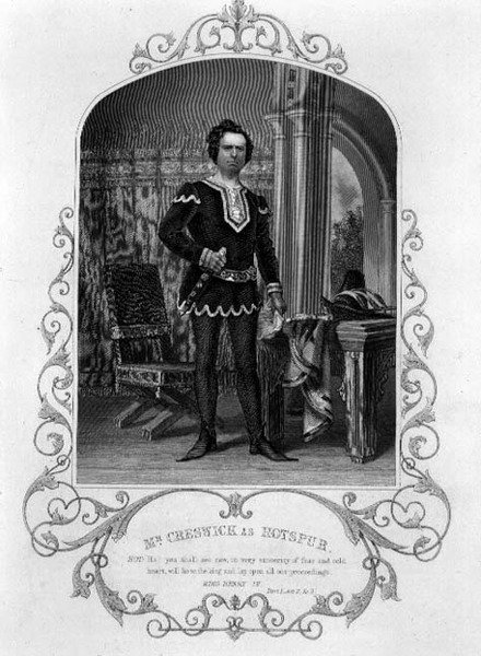 Mr. Creswick som Hotspur, akt II scen 3 från Henry IV (del I) från en daguerrotypi av Paine of Islington, pub. av John Tallis & Co. (litho) av English School