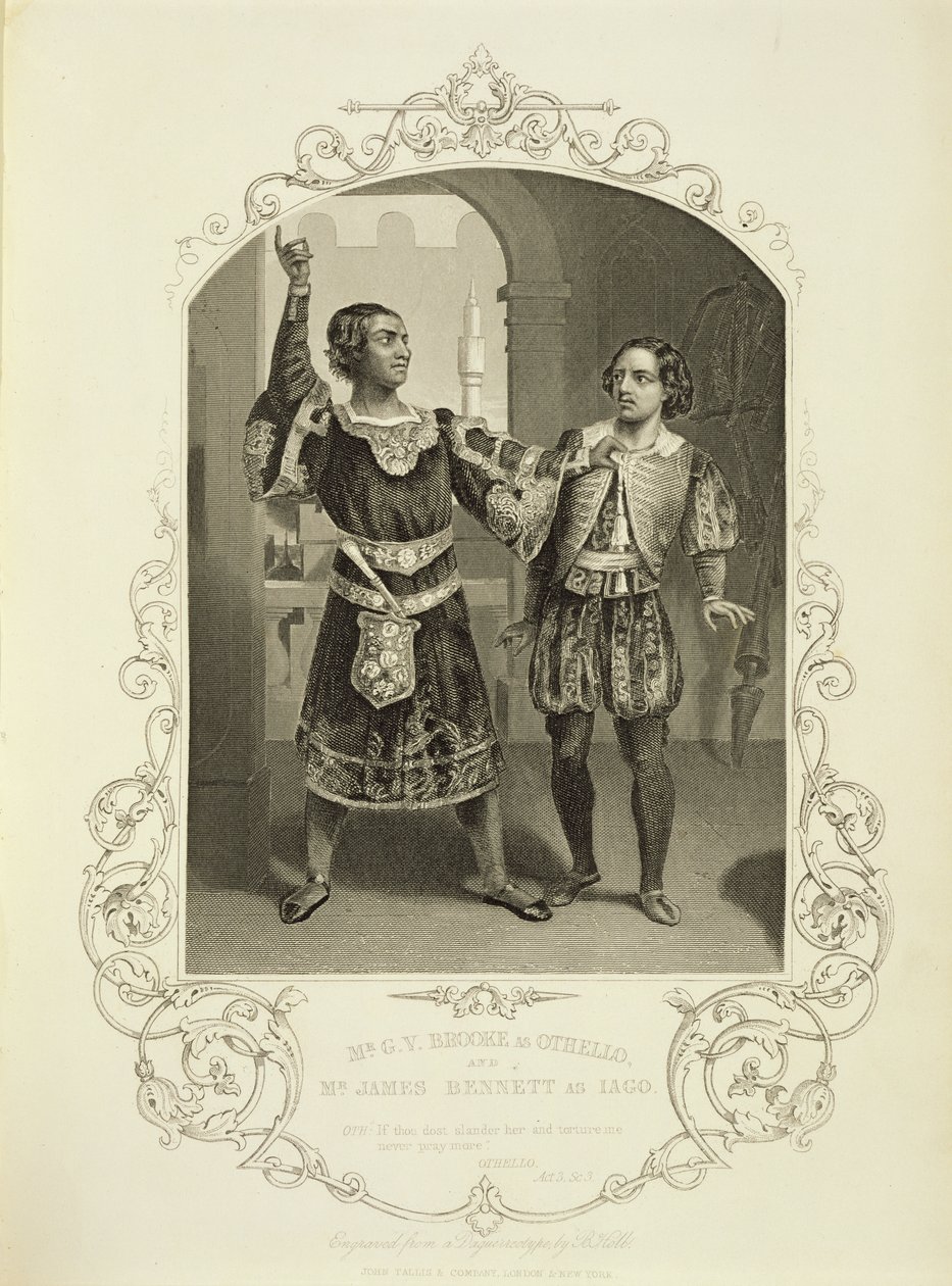 Mr G. V. Brooke som Othello och James Bennett som Iago, Act III Scene 3, i Othello av William Shakespeare (1564-1616) av English School