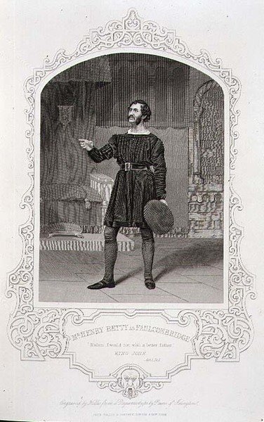 Herr Henry Betty som Faulconbridge, akt I, scen 1 från "King John", från en daguerreotypi av Paine of Islington, graverad av George Hollis (1792-1842) pub. av John Tallis & Co. (litho) av English School