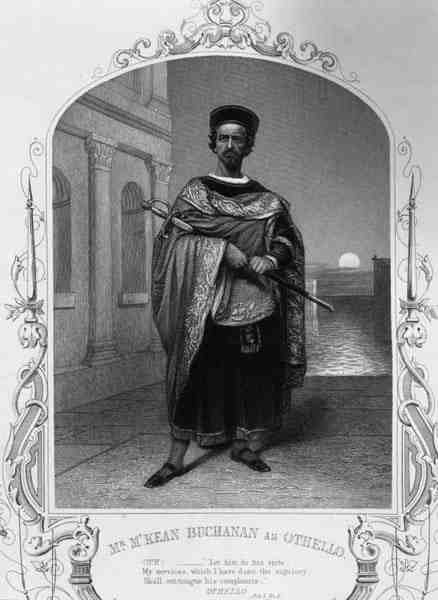 Mr McKean Buchanan som Othello, akt I, scen 2, i pjäsen av William Shakespeare (1564-1616) (gravyr) av English School