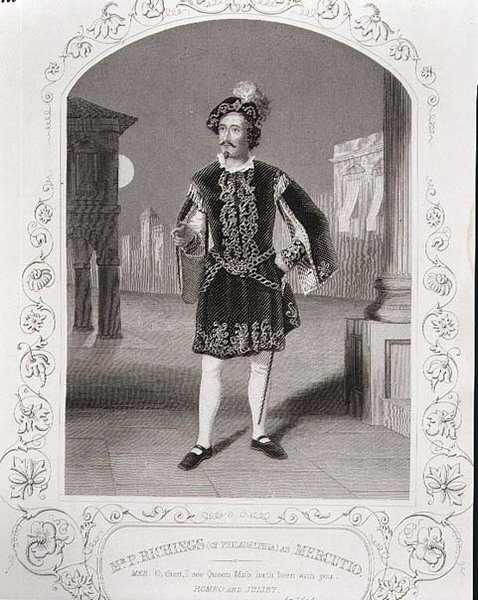 Herr P. Ritchings (av Philadelphia) som Mercutio, akt I, scen 4 av "Romeo och Julia", från en daguerreotypi, pub. av John Tallis & Co. (litho) av English School