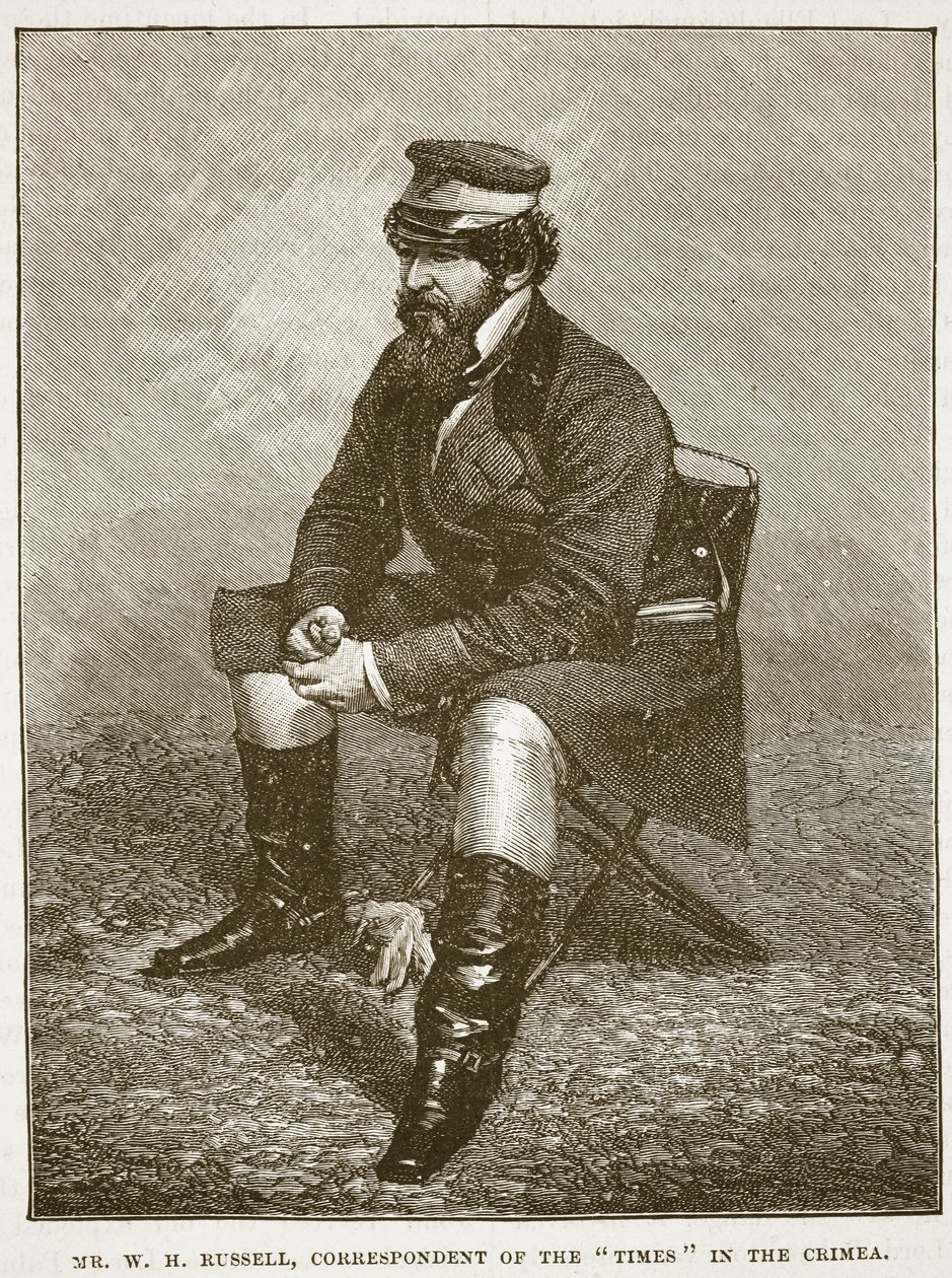 Mr W H Russell, Times Correspondent in the Crimea, illustration från Cassells Illustrated History of England (sepiafoto) av English School