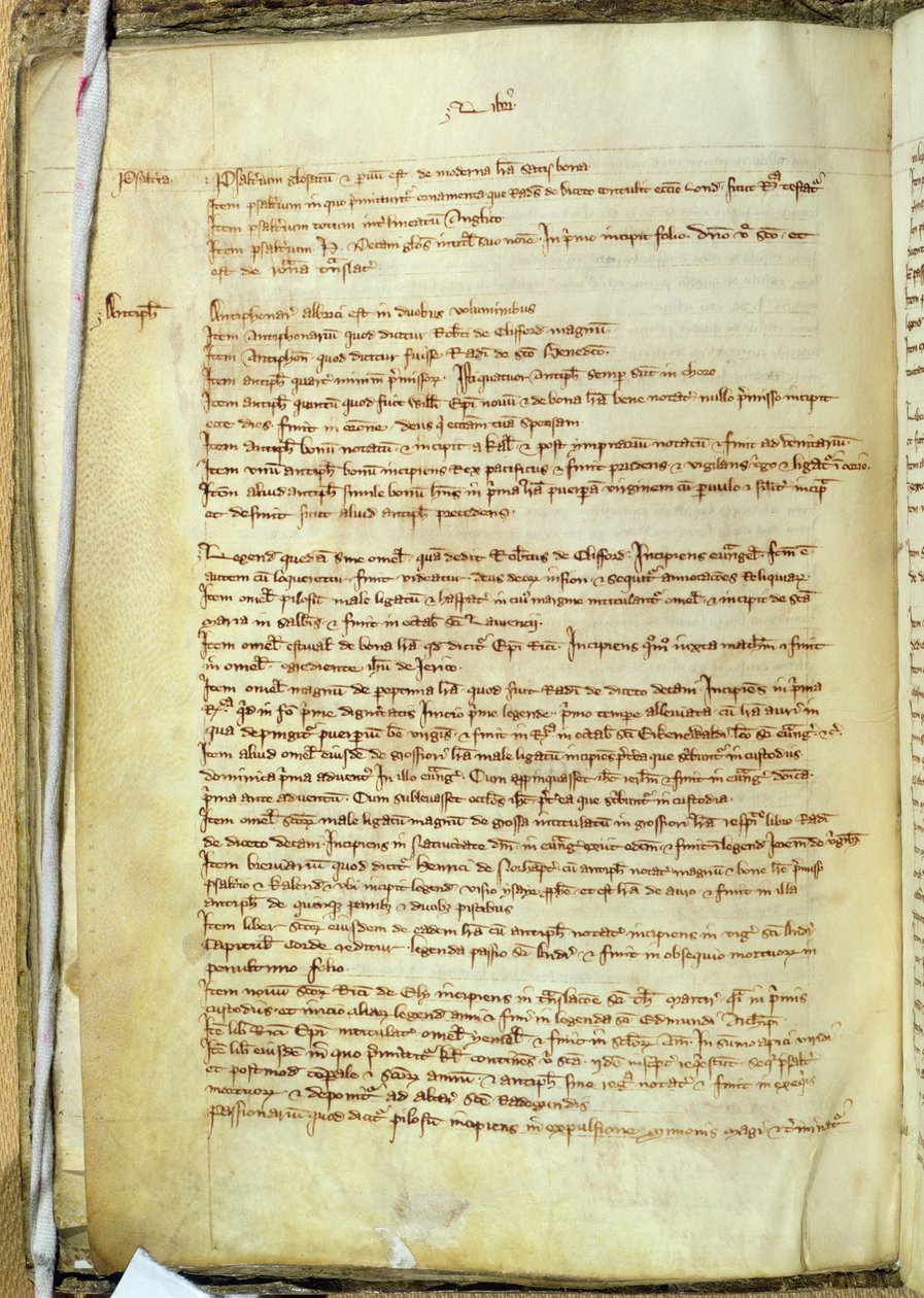 Ms.25516 fol.18v Liber I av en inventering av böcker i St. Pauls Cathedral, sent 1200-tal av English School