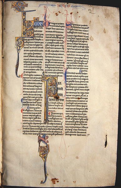 Ms.27, f.1r: Sida från en blankad kopia av Nya testamentet (vellum) av English School