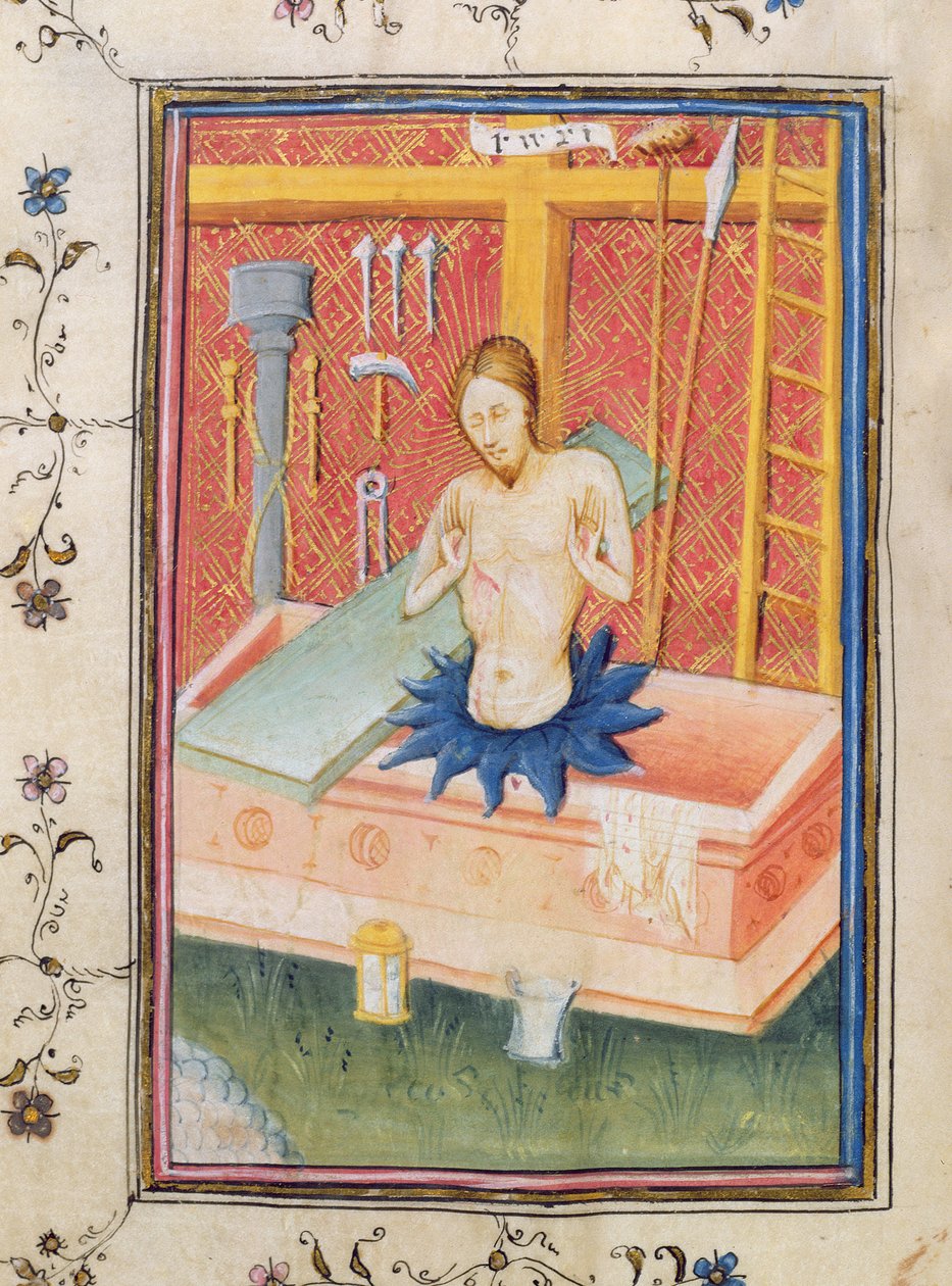 Ms 24 f.8 v. Christ with the Instruments of the Passion, från Knightley Psalter av English School