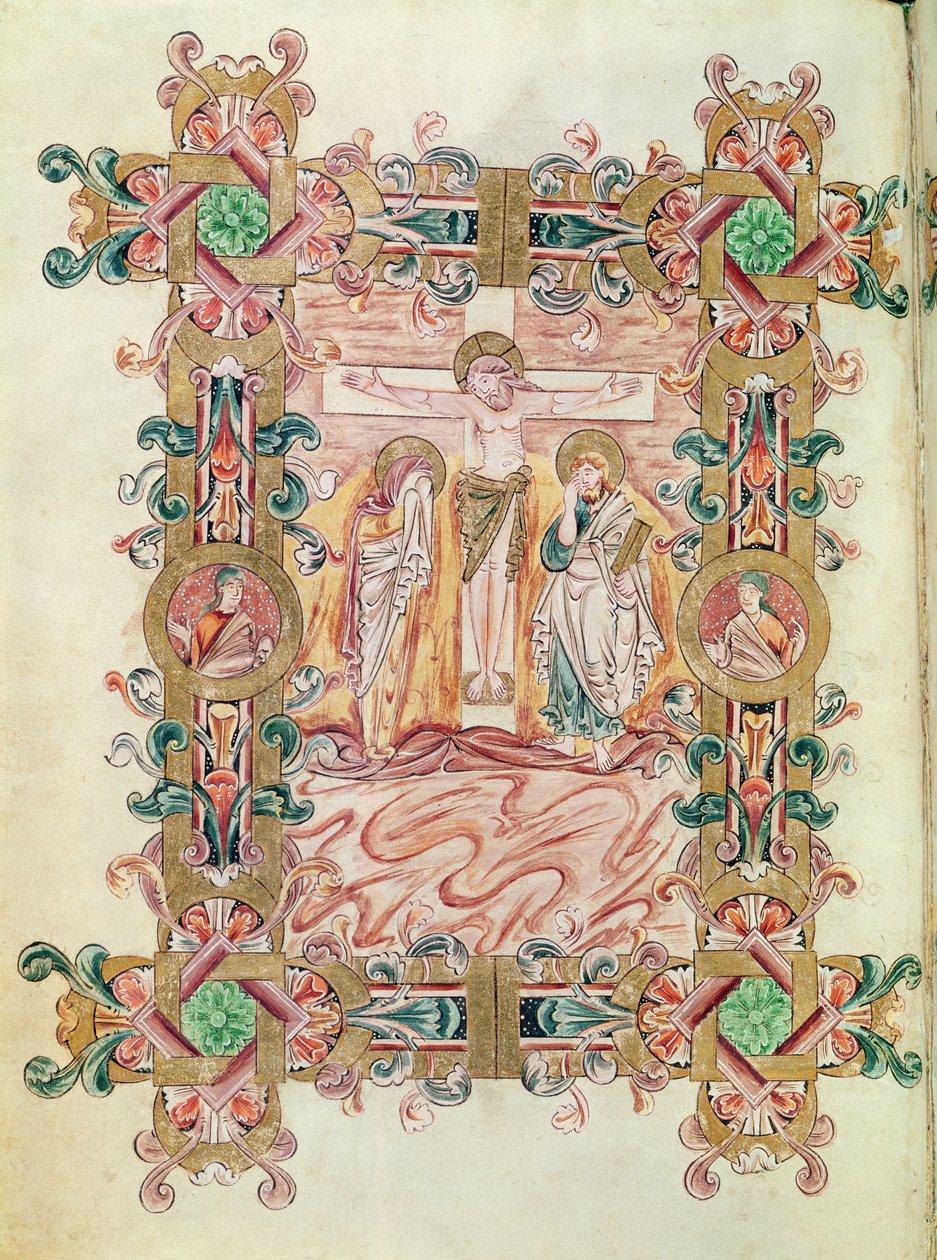 Ms 274 (Y-6) fol.71v The Crucifixion, från Missal of Robert of Jumieges, c.1016 av English School