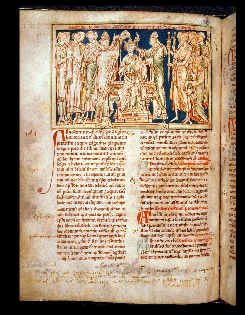 Ms 6712 (A.6.89) fol.115v Edward the Confessor (1004-66) miniatyr från Flores Historiarum, av Matthew Paris, 1250-52 av English School