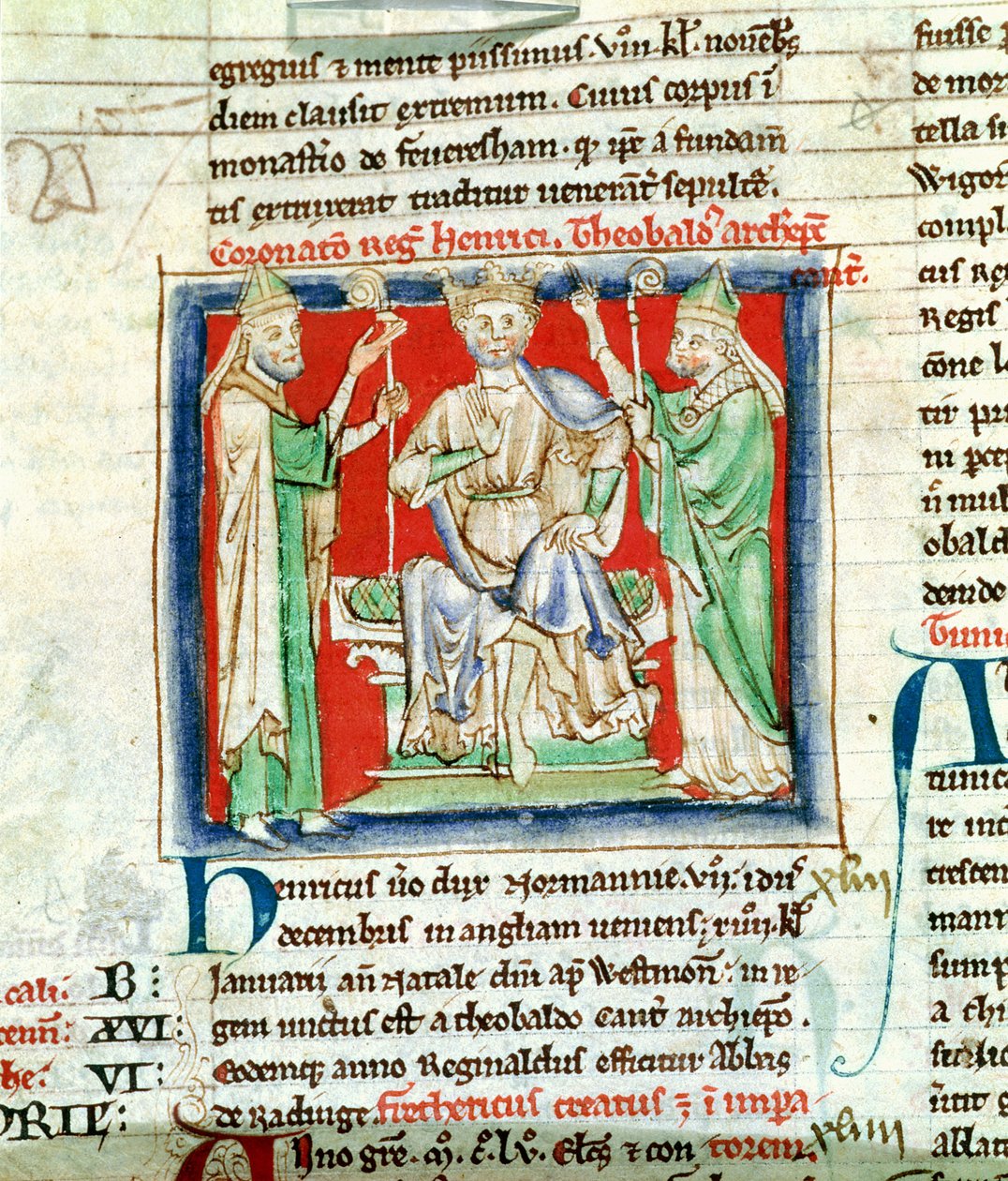 Ms 6712 (A.6.89) fol.135v Henry II (1133-89) miniatyr från Flores Historiarum, av Matthew Paris, 1250-52 av English School