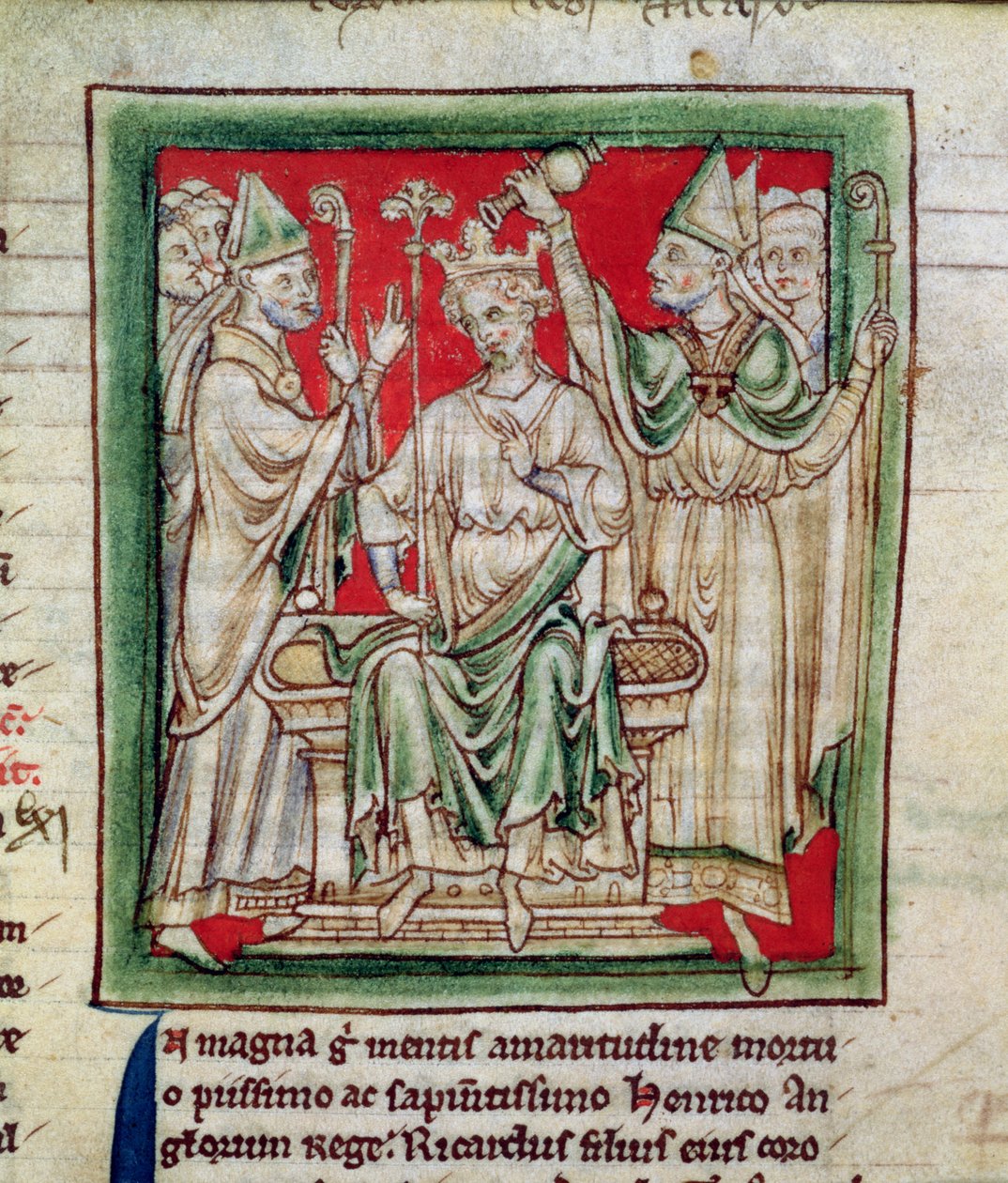 Ms 6712 (A.6.89) fol.141r Richard I (1157-99) miniatyr från Flores Historiarum, av Matthew Paris, 1250-52 av English School