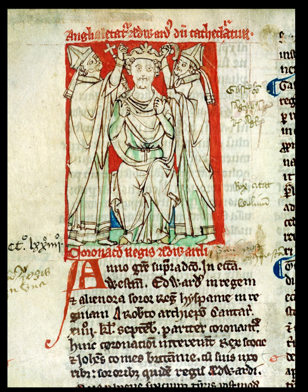 Ms 6712 (A.6.89) fol.247v Edward I (1239-1307), miniatyr från Flores Historiarum, av Matthew Paris, 1250-52 av English School