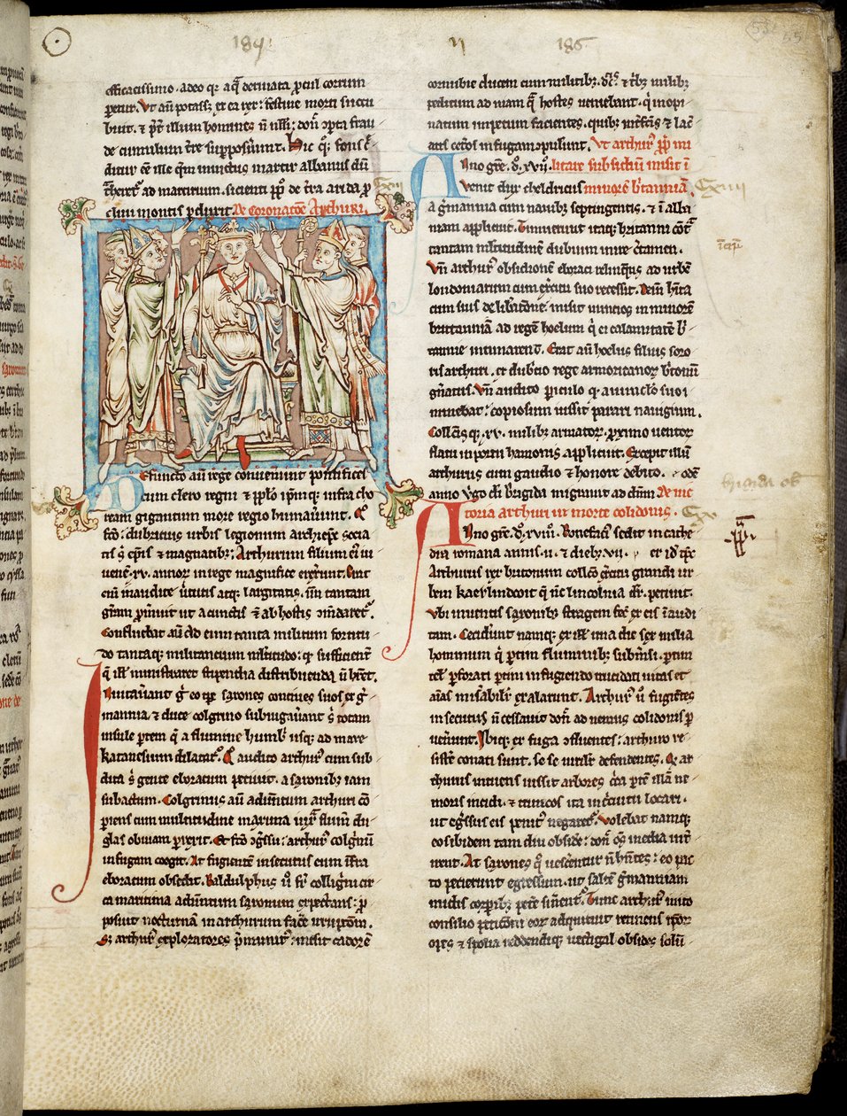 Ms 6712 (A.6.89) fol.53 King Arthur, miniatyr från Flores Historiarum, av Matthew Paris, ca 1250-52 av English School