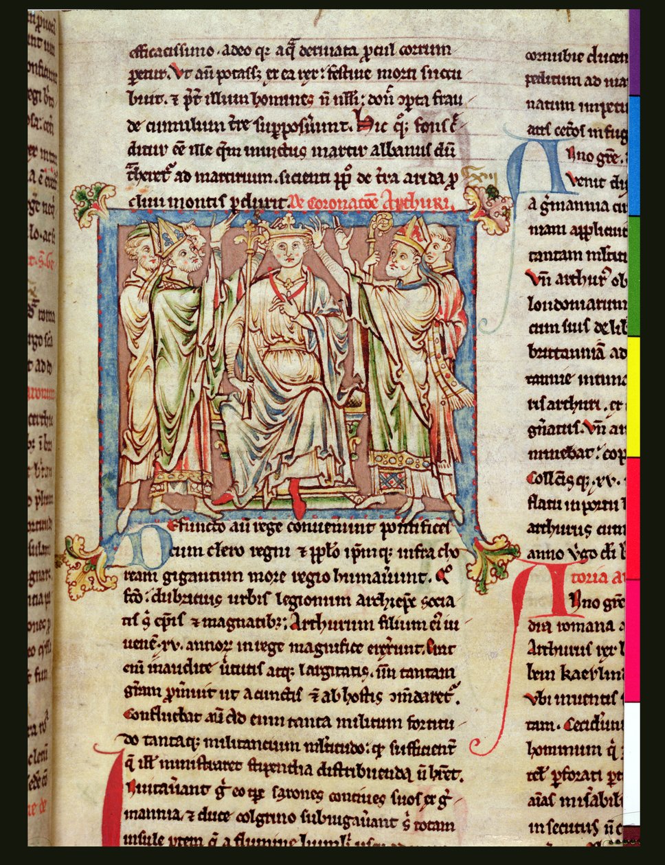 Ms 6712 (A.6.89) fol.53 King Arthur, miniatyr från Flores Historiarum, av Matthew Paris, ca 1250-52 av English School