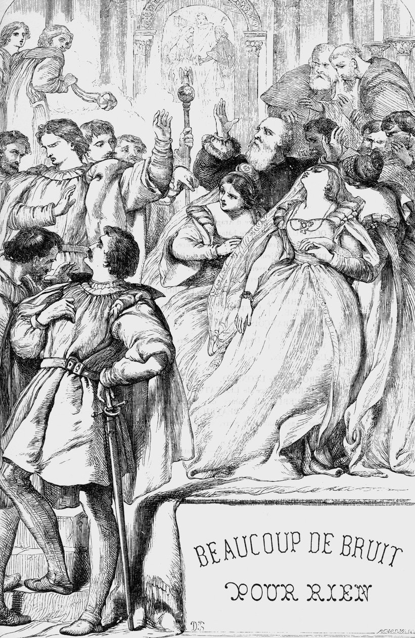 Much Ado About Nothing - Illustration i "" Works complete by William Shakespeare"" 1866 - Illustrationerna och den allmänna formen för denna utgåva är lånade från Cassells illustrerade Shakespeare, publicerad i London av English School