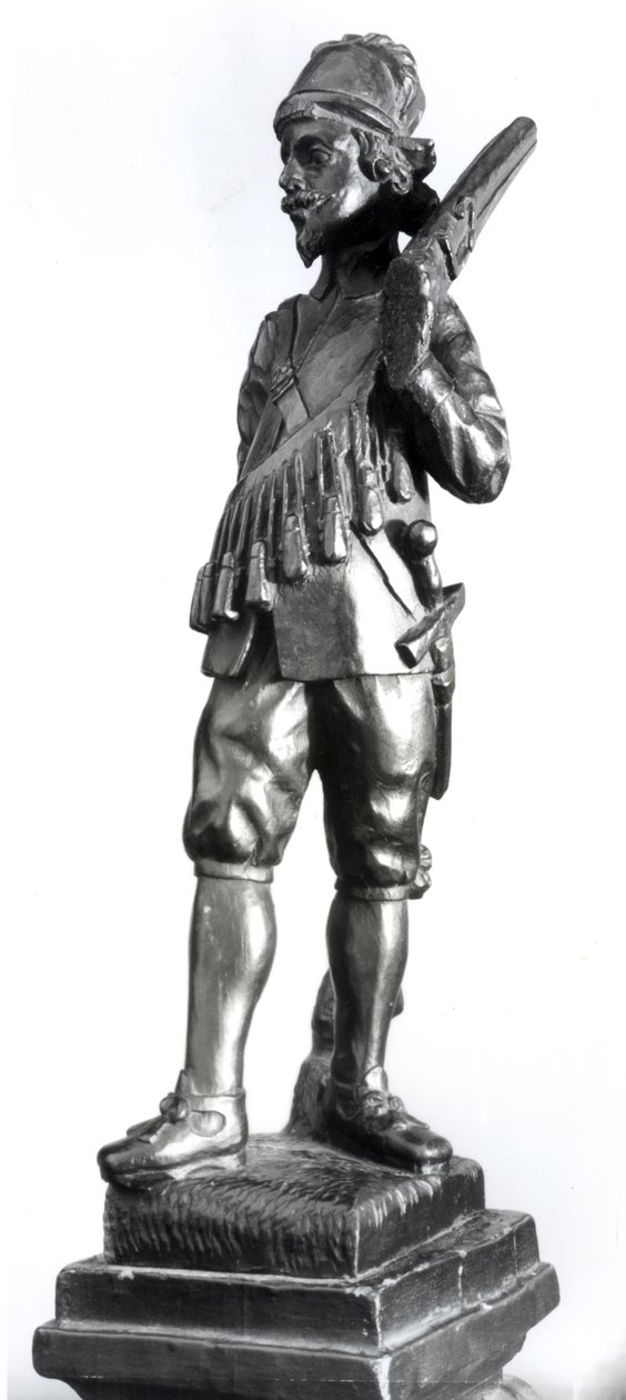 Musketör, 1638 (snidat trä) av English School