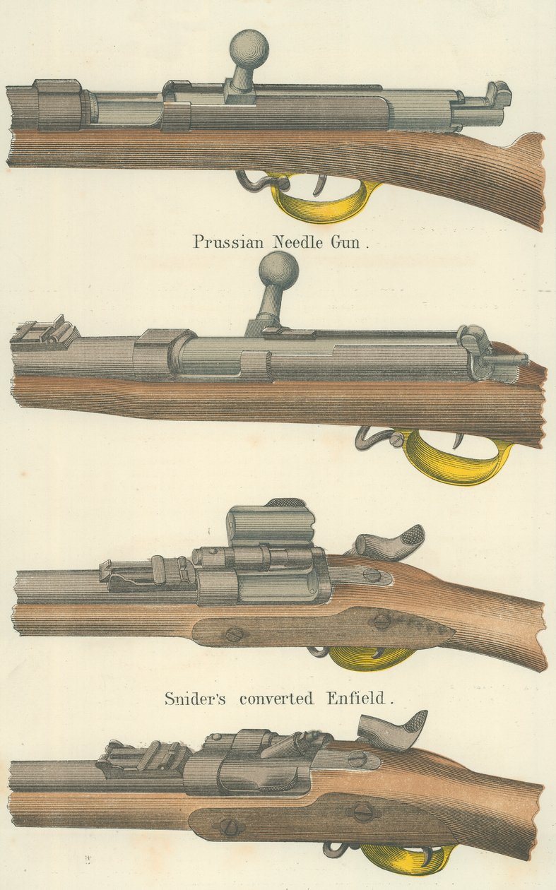 Nålpistoler (färglitografi) av English School