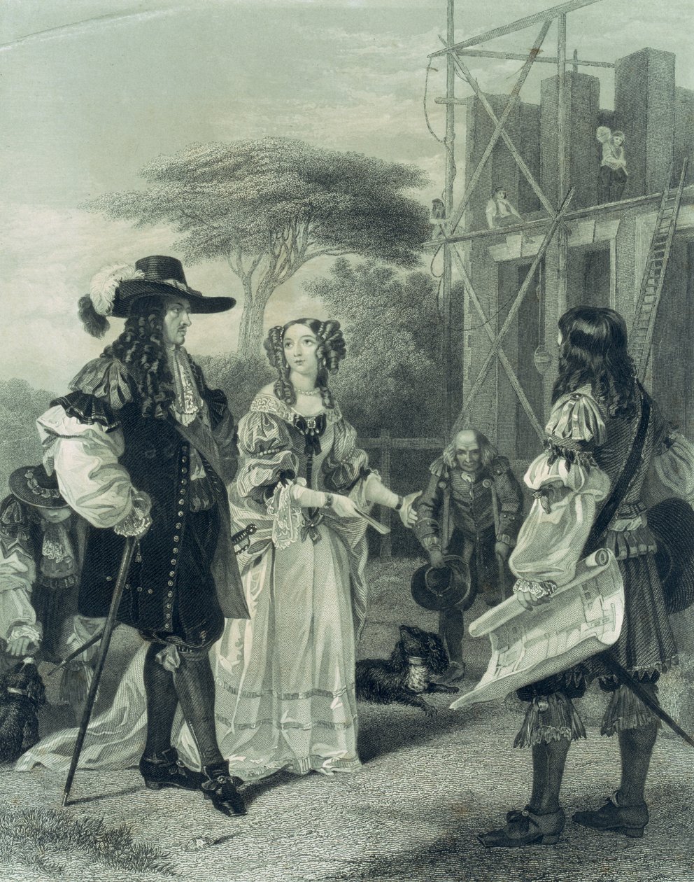 Nell Gwynn övertalar Charles II att bygga ett sjukhus, av English School