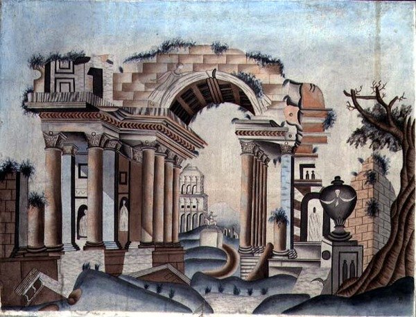 Neo-klassiska ruiner, ca 1820 (akvarell på papper) av English School