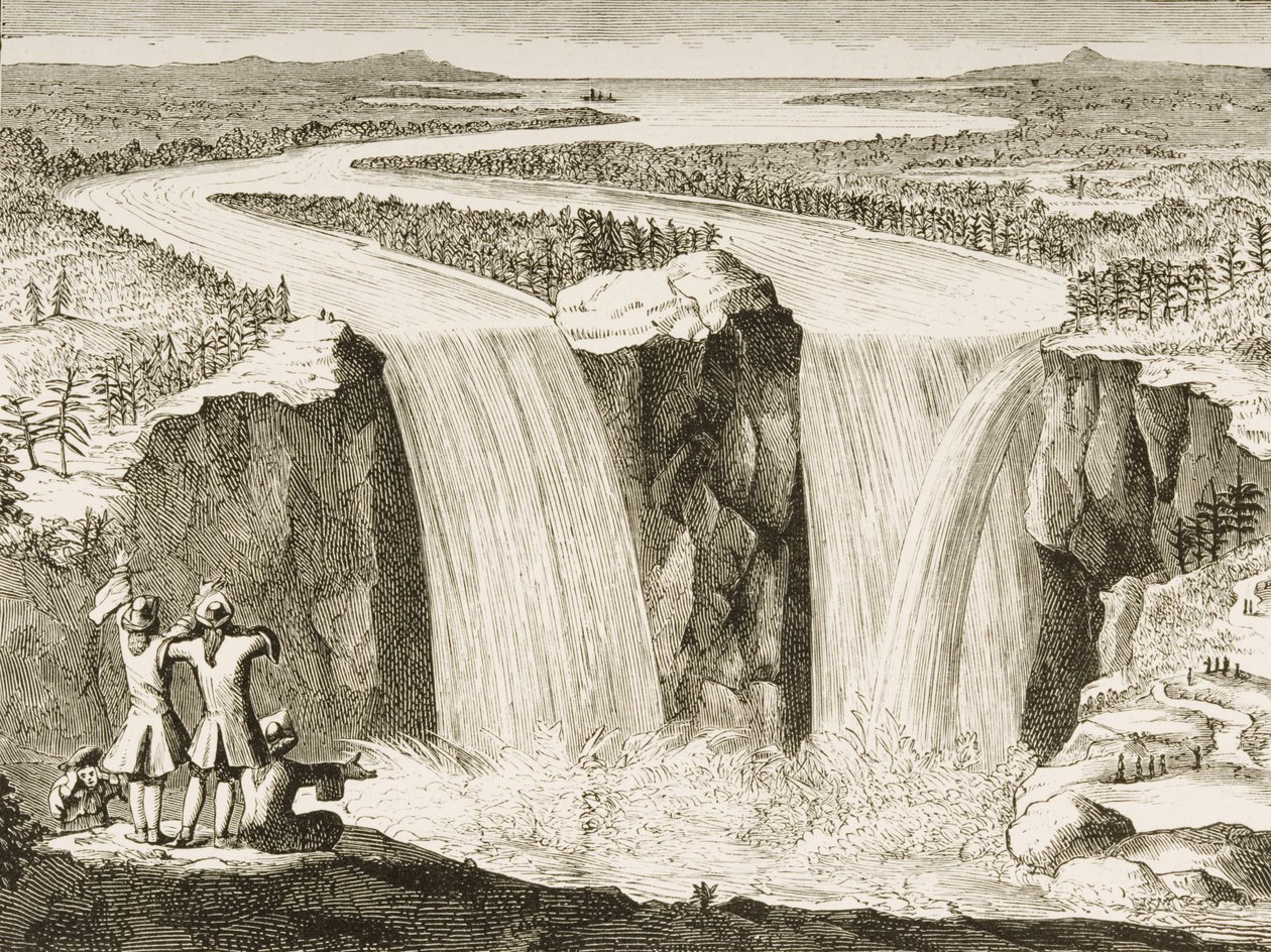 Niagara Falls, efter en skiss gjord av fader Hennepin 1677, från 