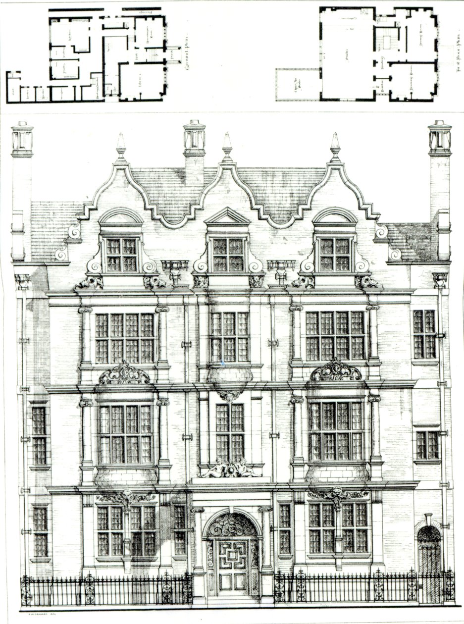 No.70 Ennismore Gardens, South Kensington, från The Building News, 23 juli 1886 av English School