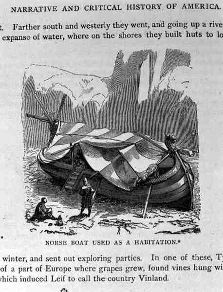 Norsk båt som användes som bostad, från Narrative and Critical History of America, publicerad 1889. av English School