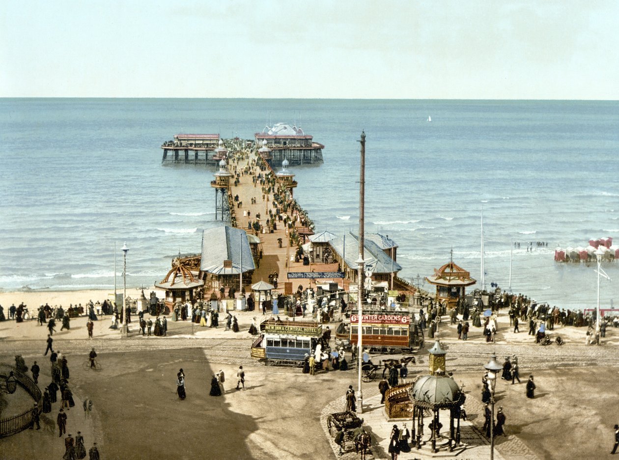 North Pier, Blackpool (handfärgat foto) av English School