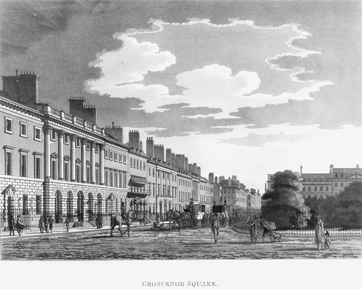 Norra sidan av Grosvenor Square, 1800 av English School