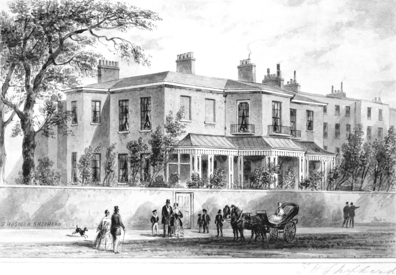 Nordvästlig utsikt över Camelford House, 1850 av English School
