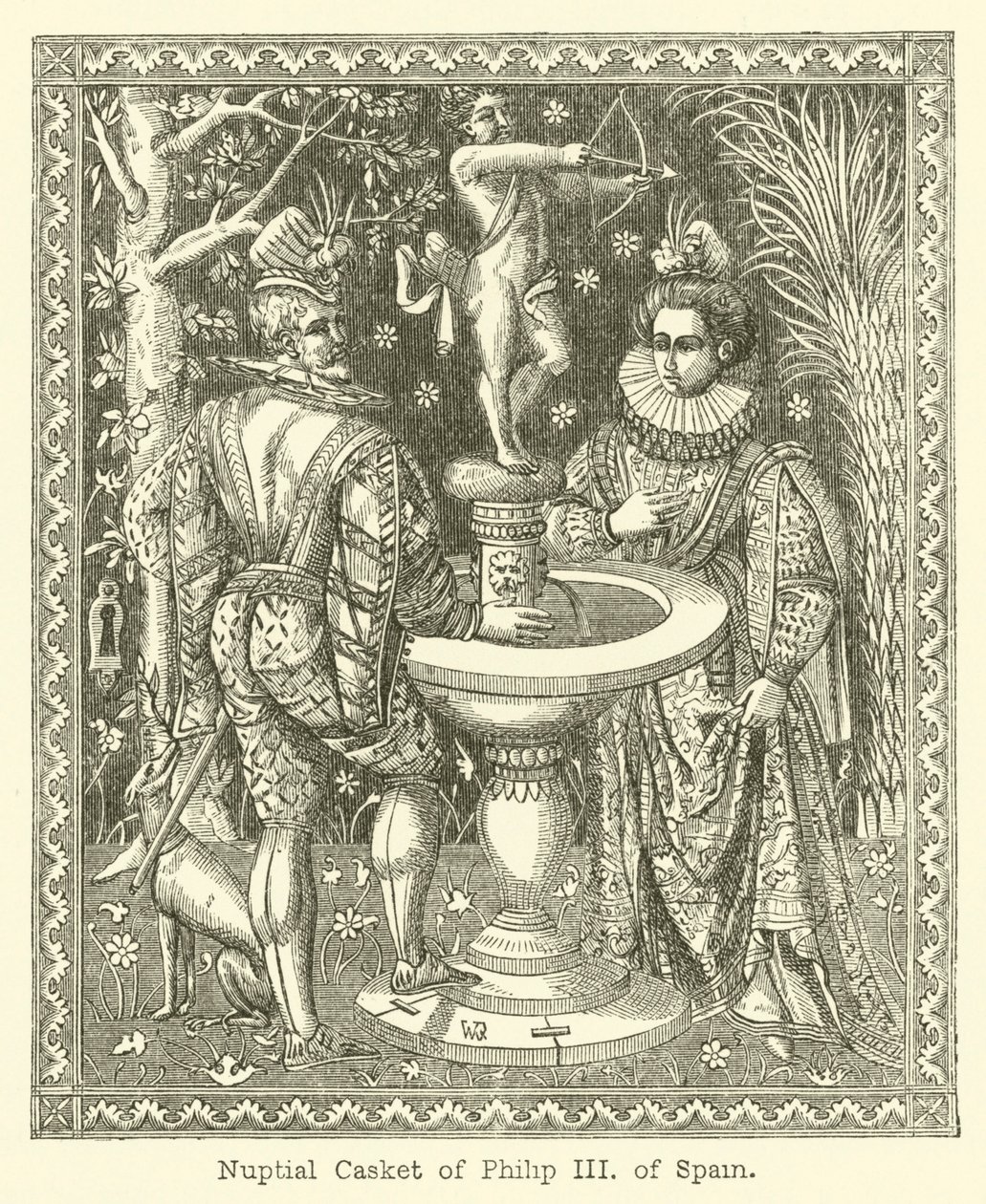 Philip III av Spaniens bröllopskista (gravyr) av English School