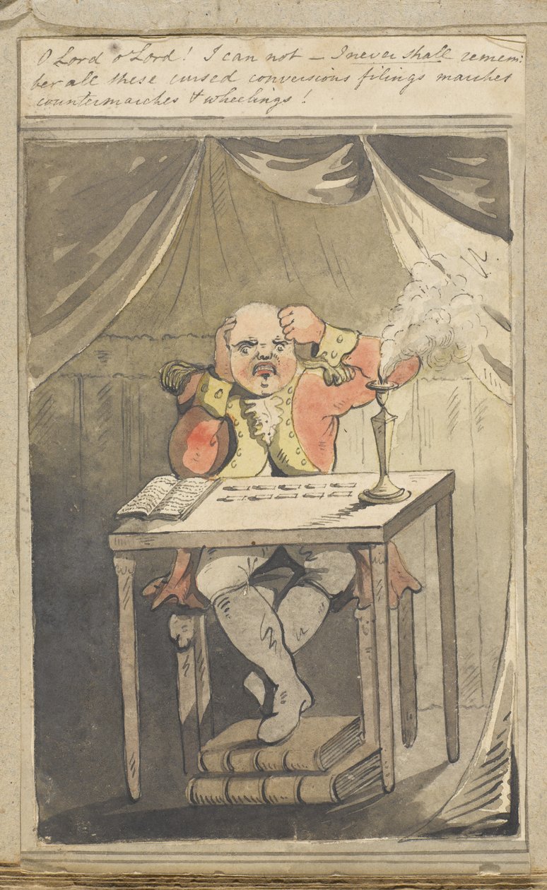 O Herre O Herre! Jag kan inte - jag kommer aldrig att minnas alla dessa förbannade omvändelser, anmälningar, marscher, motmarscher och rullningar! 1796 av English School
