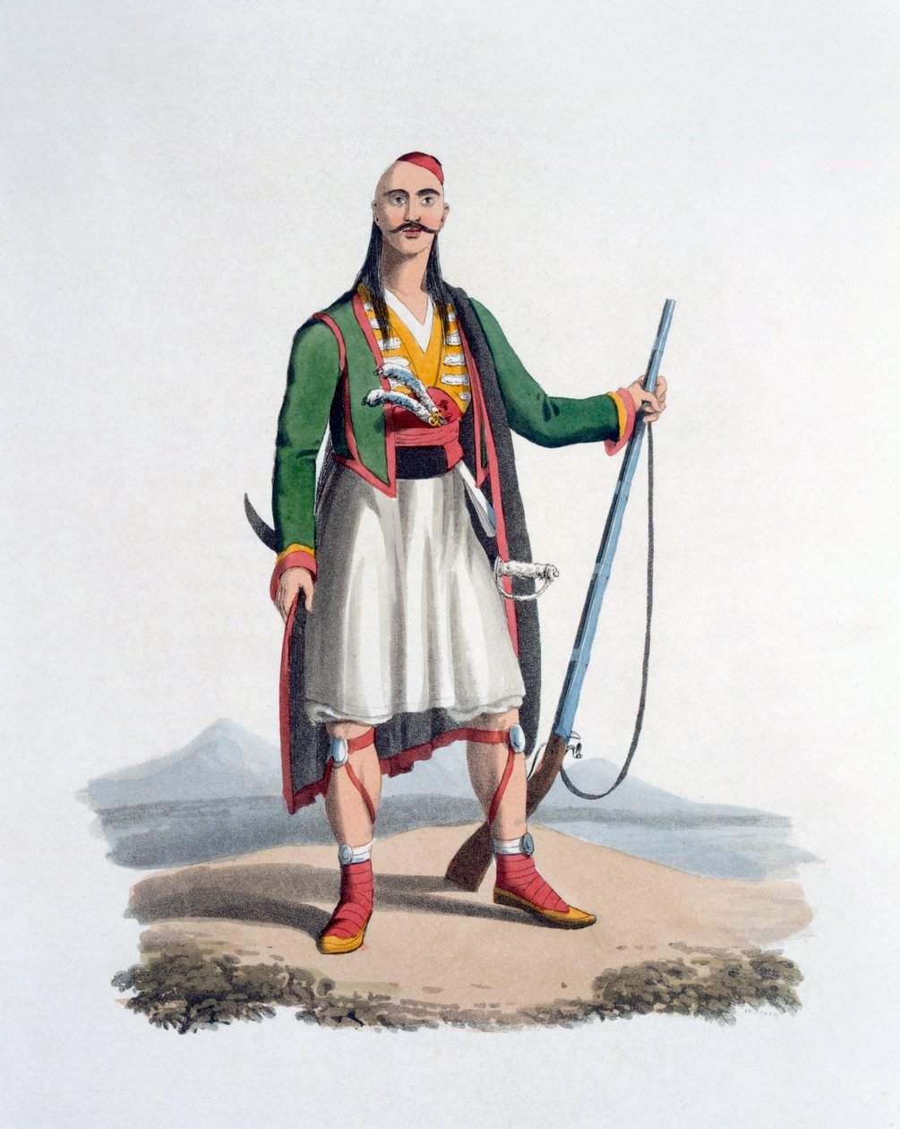 Officer of the Spahis, 1818 (färgad akvatint) av English School