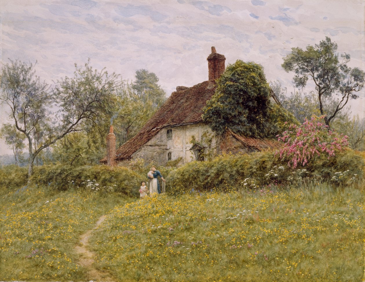 Gamla stugor vid Pinner, 1895 av English School