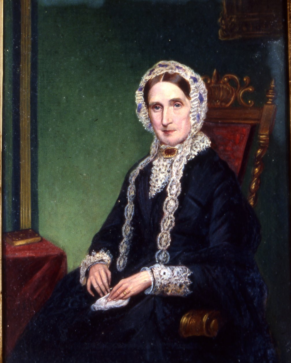 Old Lady in Widows Weeds, ca 1850 (olja på duk) av English School