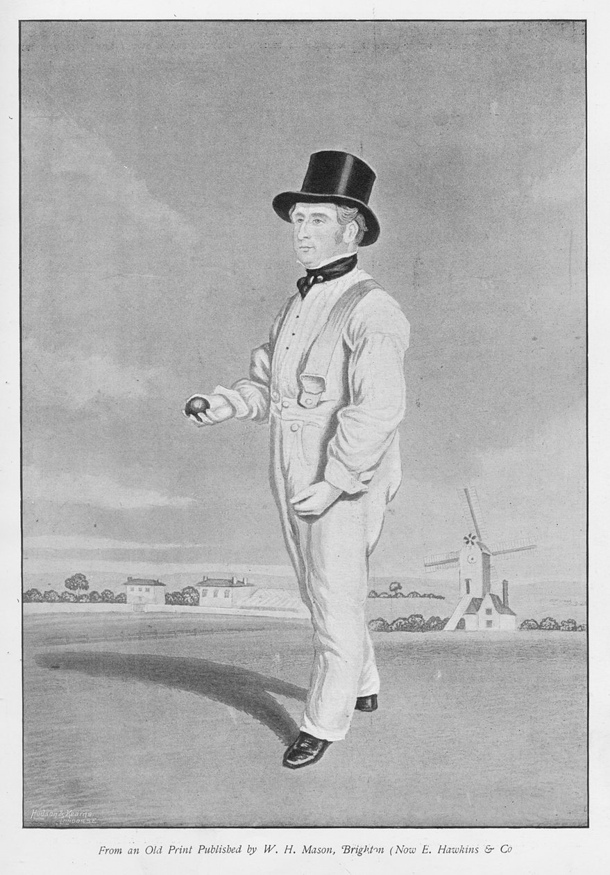 Old Lillywhite, från ett gammalt tryck publicerat i Famous Cricketers and Cricket Grounds, publicerat av Hudson och Kearns, 1895 av English School