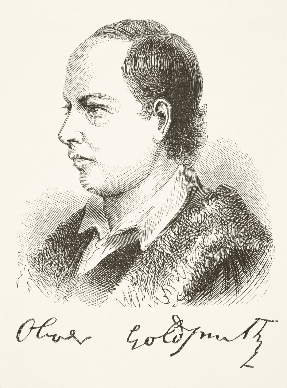 Oliver Goldsmith, ur "The National and Domestic History of England" av William Hickman Smith Aubrey (1858-1916), utgiven i London omkring 1890. av English School
