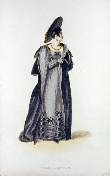 Operadräkt, modetallrik från Ackermann