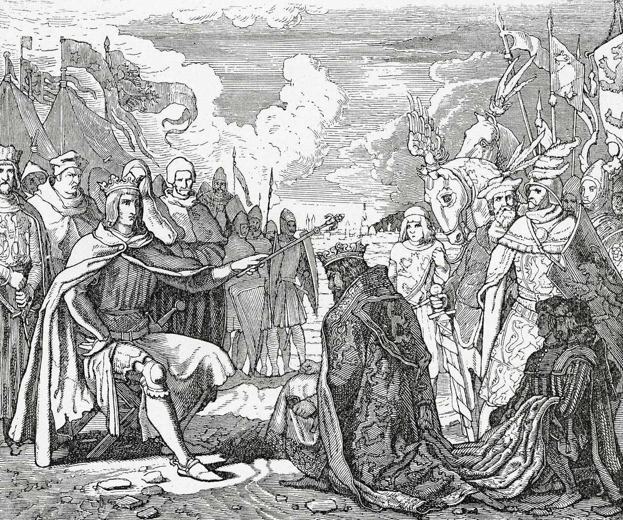 Ottokar II av Böhmen hyllar Rudolf I, kung av Tyskland 1276, 1882 av English School
