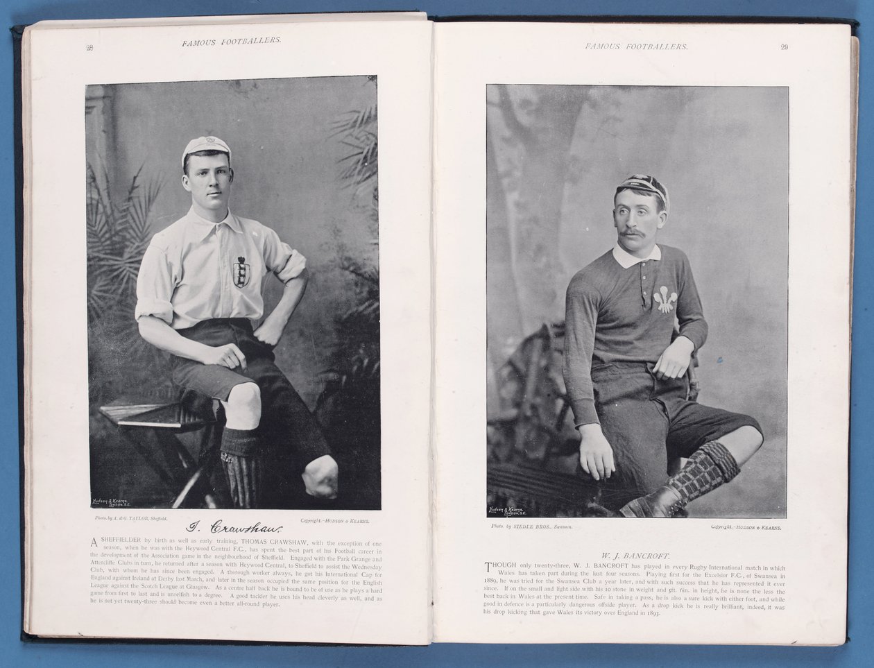 Sida från kända fotbollsspelare 1895-96, med Thomas Crawshaw och William Bancroft, 1896 av English School