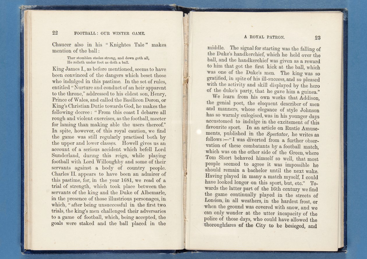 Sida från Football: Our Winter Game, av Charles W. Alcock, 1874 (se även 315143-4) av English School